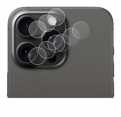 Image of the device Apple iPhone 15 Pro Max (ONLY Camera Lens) with a wide variety of screen protectors.