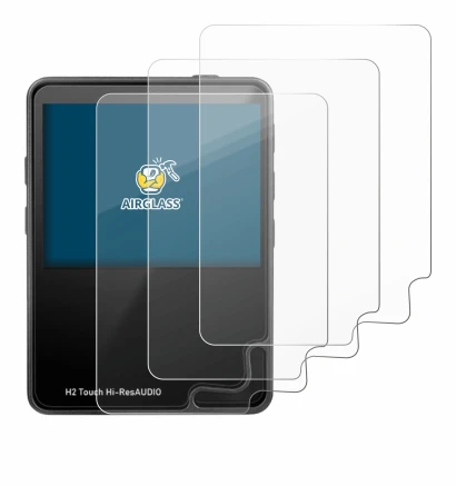 Image of the device HifiWalker H2 touch with a wide variety of screen protectors.