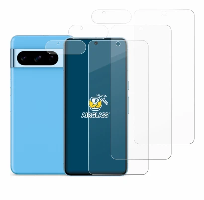 Image of the device Google Pixel 8 Pro (Front+Camera) with a wide variety of screen protectors.