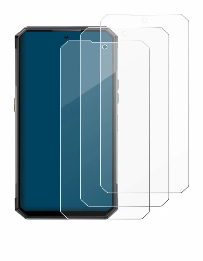 Image of the device Oukitel WP30 Pro with a wide variety of screen protectors.