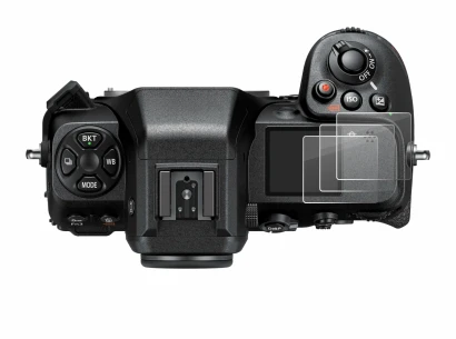 Image of the device Nikon Z 8 (top plate display) with a wide variety of screen protectors.