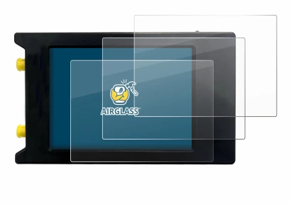 Image of the device LiteVNA 64 with a wide variety of screen protectors.