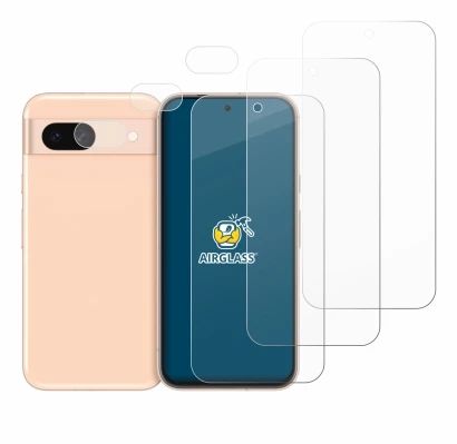 Image of the device Google Pixel 8a (Front+Camera) with a wide variety of screen protectors.