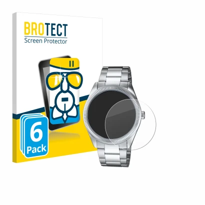 Front side of a product packaging with the brand logo BROTECT. Next to it is the device Casio MTP-1302PD shown with the corres