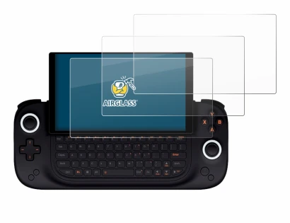 Image of the device Ayaneo Slide with a wide variety of screen protectors.