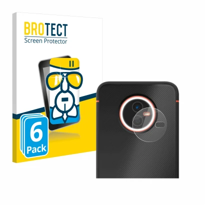 Front side of a product packaging with the brand logo BROTECT. Next to it is the device Gigaset GX4 Pro (ONLY Camera Lens) sho