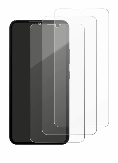 Image of the device Cubot A10 with a wide variety of screen protectors.