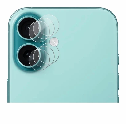 Image of the device Apple iPhone 16 (ONLY Camera Lens) with a wide variety of screen protectors.