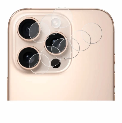Image of the device Apple iPhone 16 Pro Max (ONLY Camera Lens) with a wide variety of screen protectors.