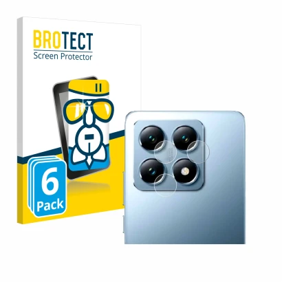 Front side of a product packaging with the brand logo BROTECT. Next to it is the device Xiaomi 14T Pro (ONLY Camera Lens) show