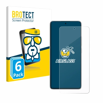 Front side of a product packaging with the brand logo BROTECT. Next to it is the device Xiaomi Redmi Note 14 shown with the co