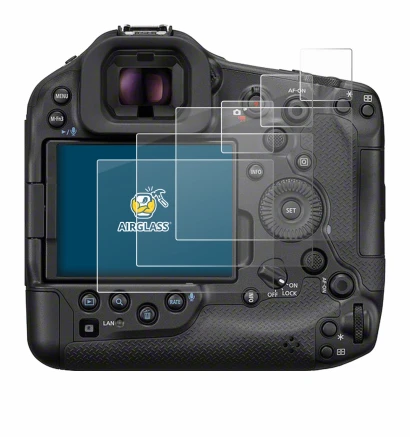 Image of the device Canon EOS R1 with a wide variety of screen protectors.
