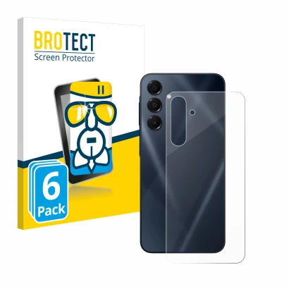 Front side of a product packaging with the brand logo BROTECT. Next to it is the device Samsung Galaxy A16 5G (Back) shown wit