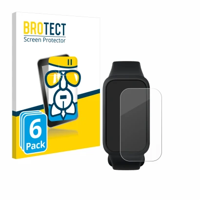 Front side of a product packaging with the brand logo BROTECT. Next to it is the device Xiaomi Smart Band 9 Active shown with 