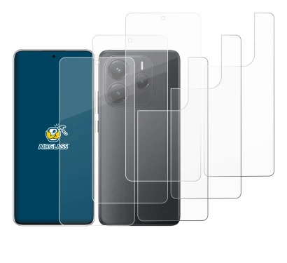 Image of the device Xiaomi Redmi Note 14 (Front+Back) with a wide variety of screen protectors.