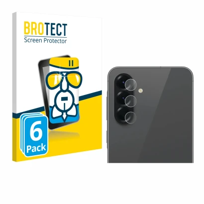 Front side of a product packaging with the brand logo BROTECT. Next to it is the device Samsung Galaxy A56 5G (ONLY Camera Len