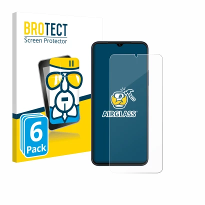 Front side of a product packaging with the brand logo BROTECT. Next to it is the device Huawei Nova Y61 shown with the corresp