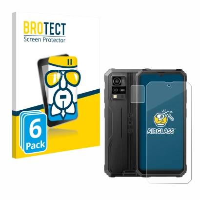 Front side of a product packaging with the brand logo BROTECT. Next to it is the device Blackview BV4800 (Front+Camera) shown