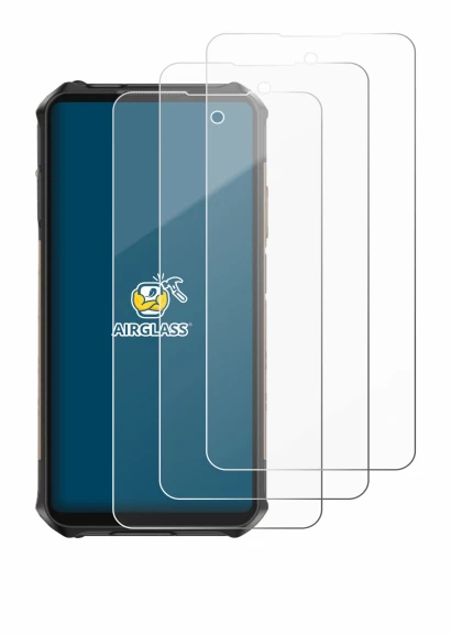 Image of the device Ulefone Armor X16 Pro with a wide variety of screen protectors.
