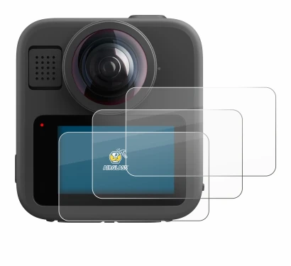 Image of the device GoPro Max 2 with a wide variety of screen protectors.