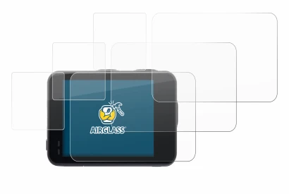 Image of the device Akaso Brave 7 with a wide variety of screen protectors.