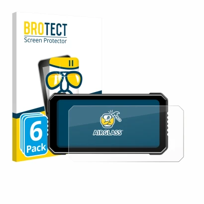 Front side of a product packaging with the brand logo BROTECT. Next to it is the device Vtopek MT26 6.25" shown with the corre