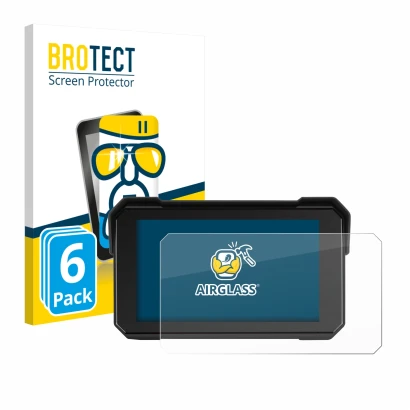 Front side of a product packaging with the brand logo BROTECT. Next to it is the device GOHHDL A4058-AM39DE-GOH 5" shown with 