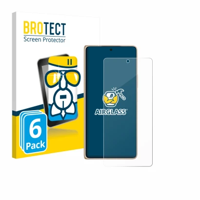 Front side of a product packaging with the brand logo BROTECT. Next to it is the device Honor Magic V6 shown with the correspo