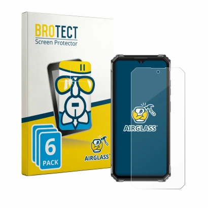 Front side of a product packaging with the brand logo BROTECT. Next to it is the device Oukitel G7 shown with the correspondin