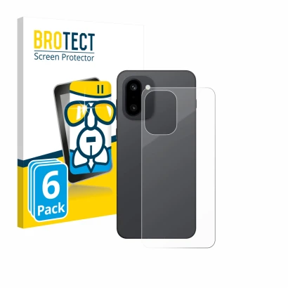 Front side of a product packaging with the brand logo BROTECT. Next to it is the device OnePlus 15R (Back) shown with the corr