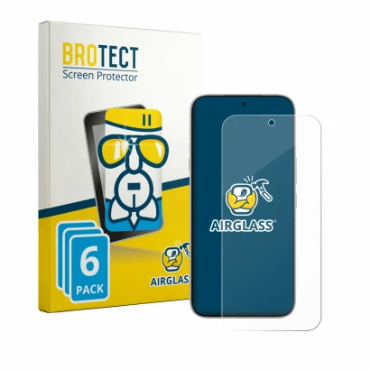 Front side of a product packaging with the brand logo BROTECT. Next to it is the device Infinix Note 60 shown with the corresp