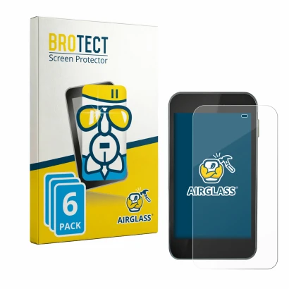 Front side of a product packaging with the brand logo BROTECT. Next to it is the device Equil Patch 200U shown with the corres