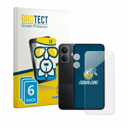 Front side of a product packaging with the brand logo BROTECT. Next to it is the device Xiaomi Poco X8 (Front+Camera) shown wi