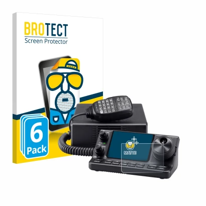 Front side of a product packaging with the brand logo BROTECT. Next to it is the device Icom IC-7100 shown with the correspond