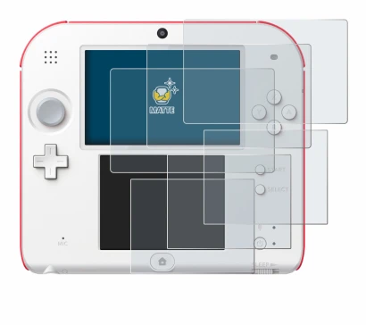 Image of the device Nintendo 2DS with a wide variety of screen protectors.