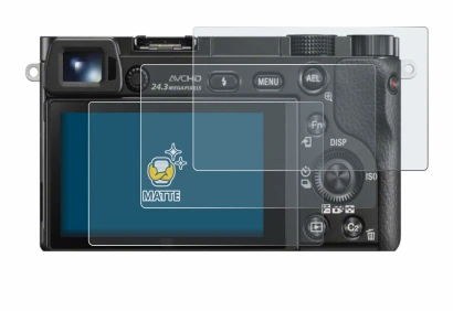 Image of the device Sony Alpha 6000 with a wide variety of screen protectors.