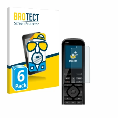 Front side of a product packaging with the brand logo BROTECT. Next to it is the device Logitech Harmony 950 shown with the co