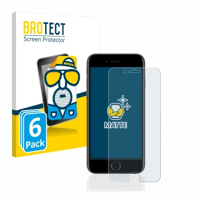 Front side of a product packaging with the brand logo BROTECT. Next to it is the device Apple iPhone 7 shown with the correspo