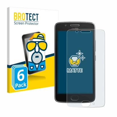 Front side of a product packaging with the brand logo BROTECT. Next to it is the device Motorola Moto G5 shown with the corres