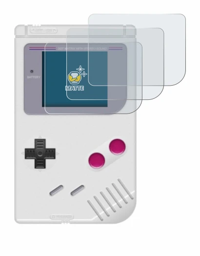Image of the device Nintendo Gameboy (1989) with a wide variety of screen protectors.