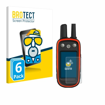 Front side of a product packaging with the brand logo BROTECT. Next to it is the device Garmin Atemos 100 shown with the corre
