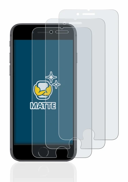 Image of the device Apple iPhone 8 with a wide variety of screen protectors.