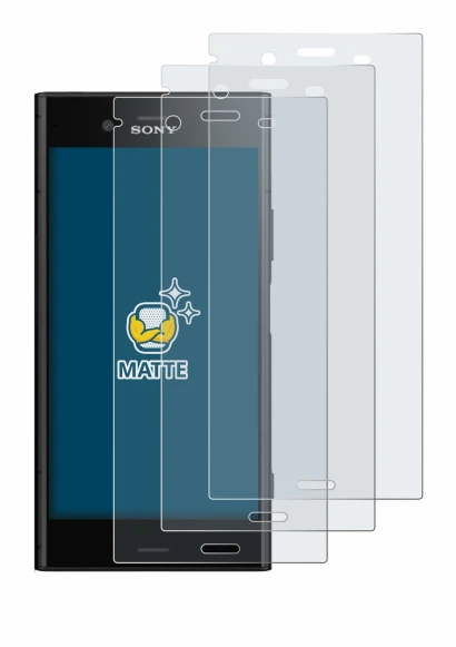 Image of the device Sony Xperia XZ1 with a wide variety of screen protectors.