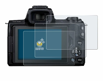 Image of the device Canon EOS M50 with a wide variety of screen protectors.