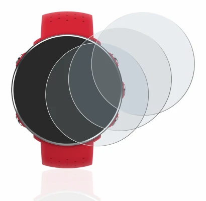 Image of the device Polar Vantage M with a wide variety of screen protectors.