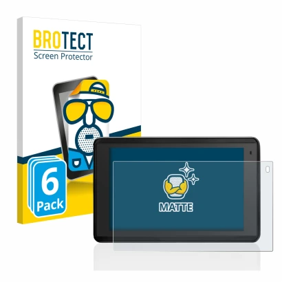 Front side of a product packaging with the brand logo BROTECT. Next to it is the device Garmin Aera 660 shown with the corresp
