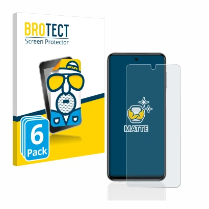Front side of a product packaging with the brand logo BROTECT. Next to it is the device Xiaomi Redmi Note 9S shown with the co