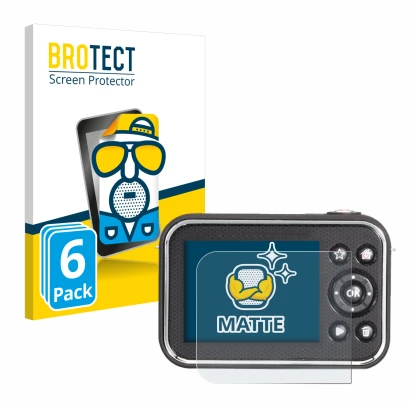 Front side of a product packaging with the brand logo BROTECT. Next to it is the device Vtech Kidizoom Video Studio HD shown w