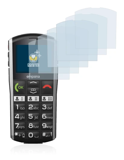 Image of the device Emporia Simplicity with a wide variety of screen protectors.