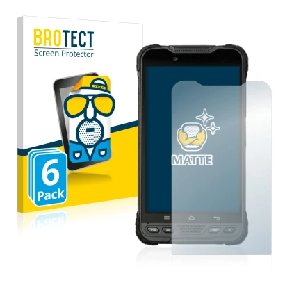 Front side of a product packaging with the brand logo BROTECT. Next to it is the device UniStrong UT12P shown with the corresp